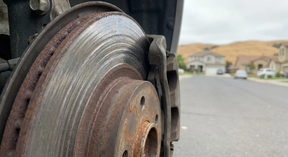 Worn brake pads causing rotor damage in Antioch car repair shop